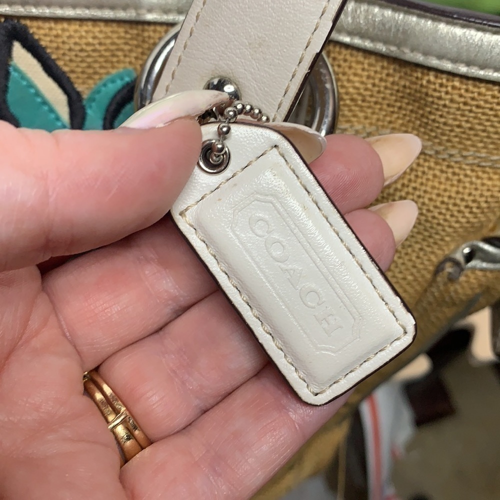 COACH Bees And Flowers Appliqué Burlap And Leather - Picture 14 of 14